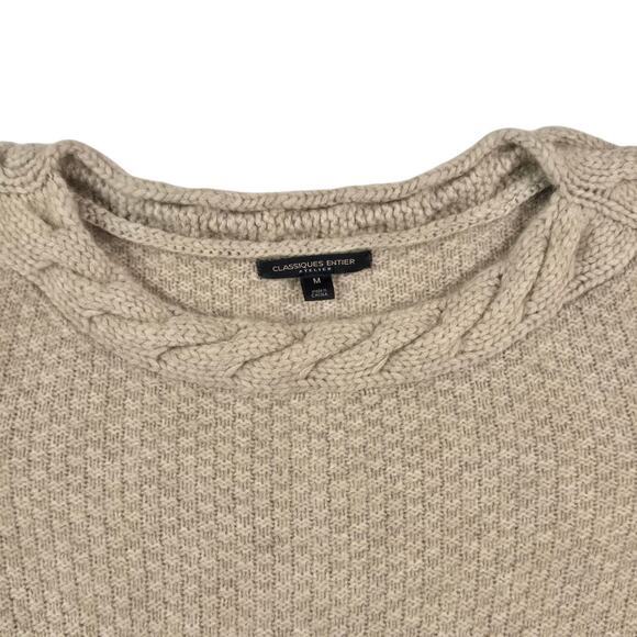 Classiques Entier 100% Cashmere Sweater Size Medium Brown Pullover 3/4 Sleeve - Picture 5 of 6